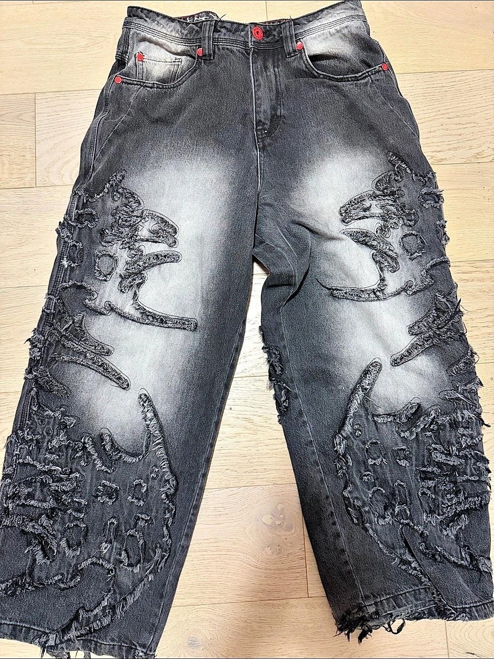 Vitriol Distressed low rise super baggy Jeans in Black